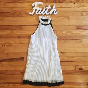 White House Black Market Dress Halter Colorblock Pleated Shift Swing Babydoll -2